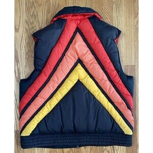 Vintage Mountain Goat White Stag Black Red Colorblock Ski Puffer Vest XL Large